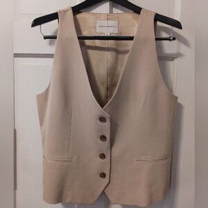 Banana Republic Womens Tan Wool Button-Up Lined Vest Size 14